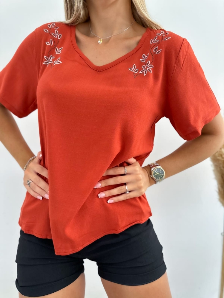 Blusa Lino con Strass - Imagen 2