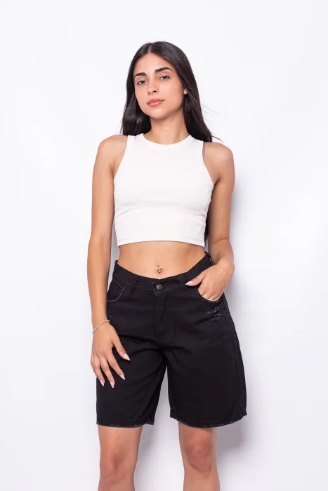 Bermuda Mom  Negro Corta