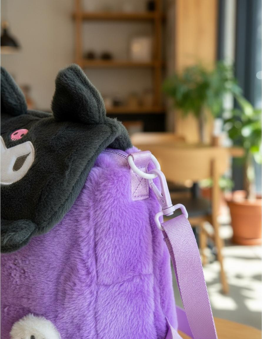 Mochila Bandolera Infantil Peluche Kuromi Niñas Espacioso Liviana Moderna Cómoda - D_NQ_NP_997548-MLA92608128909_092025-F.jpg