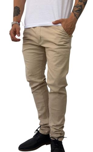 Pantalón Bolsillo Chino Beige Claro Semi Chupin - Miniatura 5