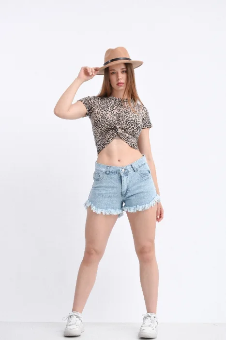 Short Playero Rígida Celeste Nevado