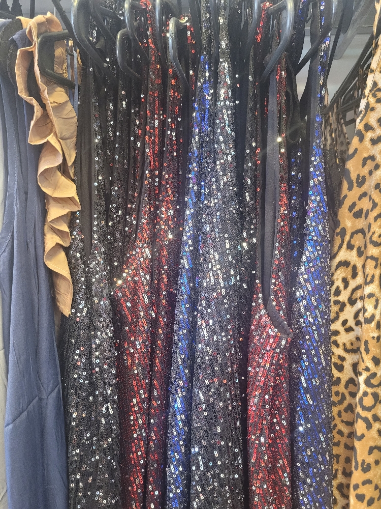 (lu3984) Vestido Lentejuela con Lazo - Imagen 3