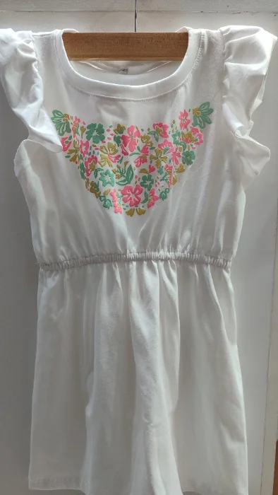 Vestido Flori Algodón Niña en Color Rojo y Violeta y Blanco