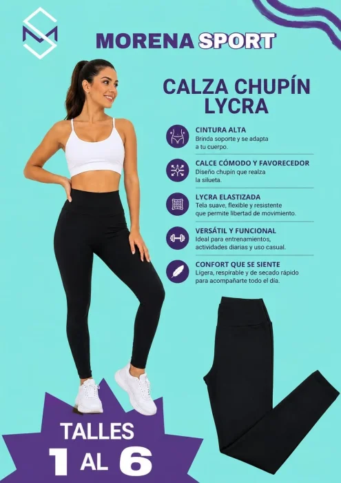 Calza Lycra Negra Lisa