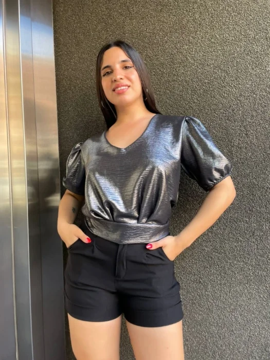 Blusa   de Cey con  Gliter