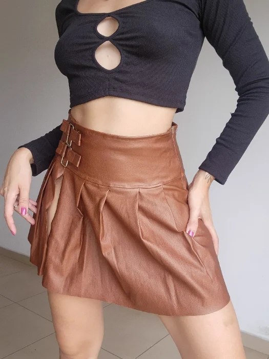 Pollera Tableada C-hebillas C-tajo