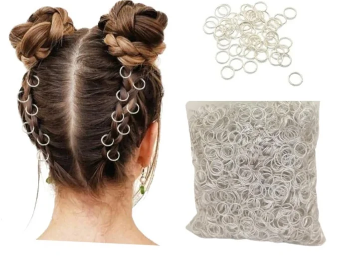 100 Argollas para Trenzas Plateadas