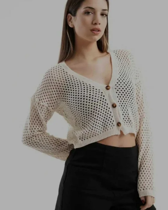 Sweaters Cardigan Calado de Hilo Últimas