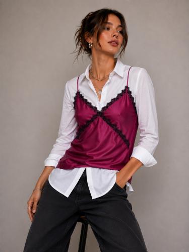 Musculosas Satén con Puntilla