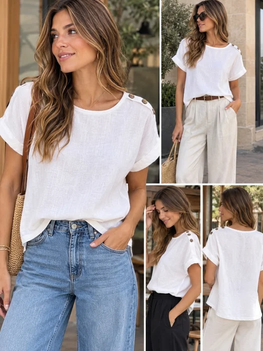 Blusas de Lino Expandex Talles  de 2 de 6