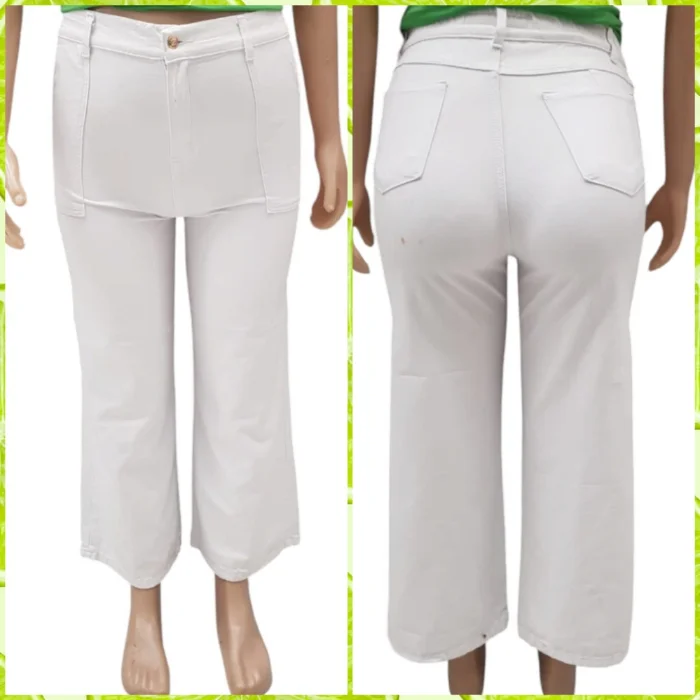 Tobilleros Wide Leg Rigido Jeans Blanco
