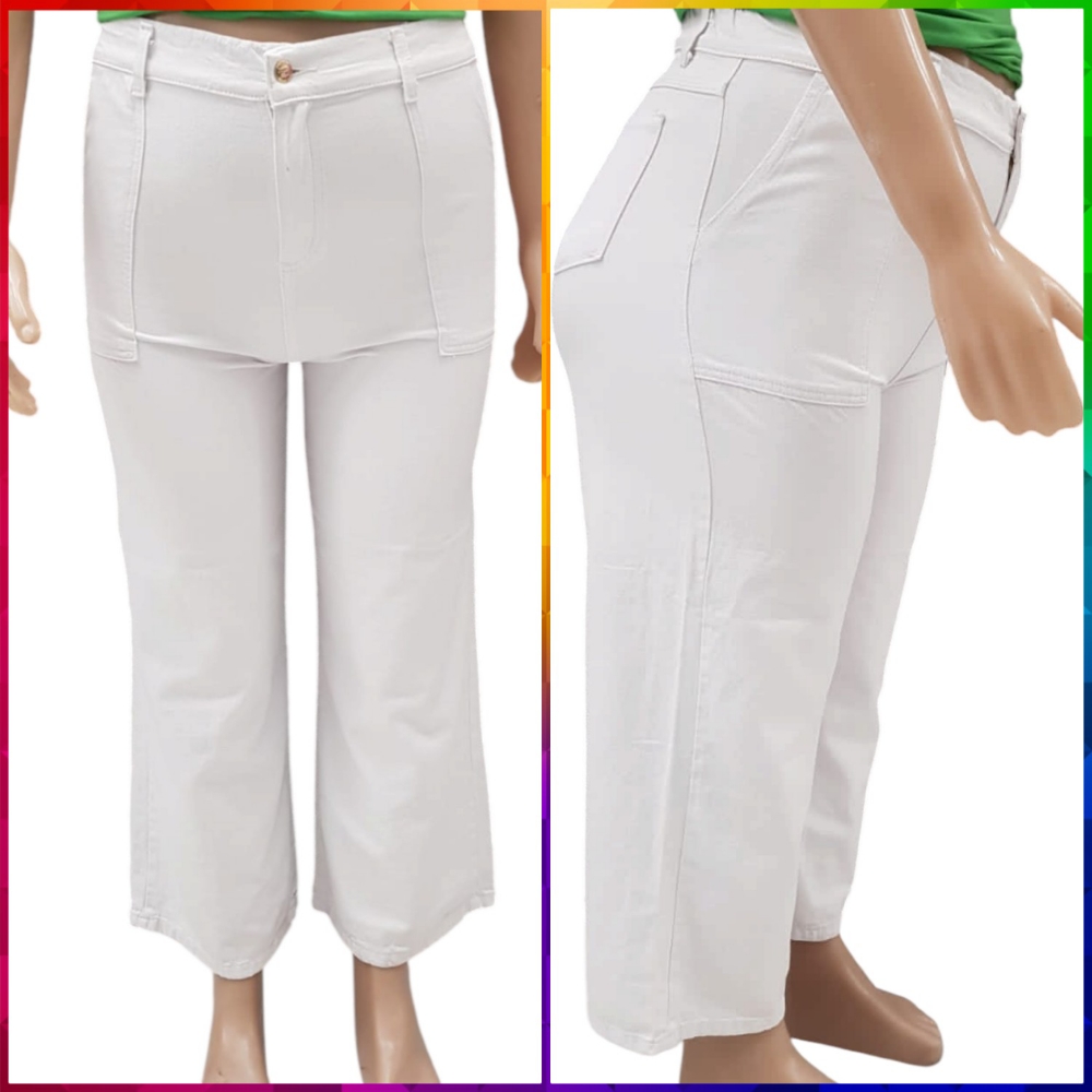 Tobilleros Wide Leg Rigido Jeans Blanco - Imagen 3