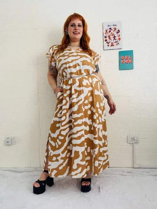Vestido de Lino Estampado Divino