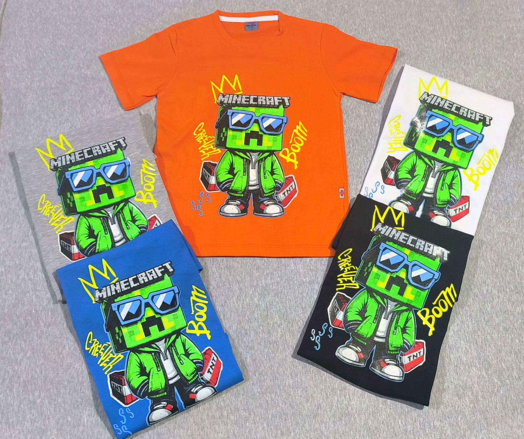 Remeras Minecraft Brillan en la Oscuridad 
algodón Peinadopremiun (no Cardado) - Imagen 2