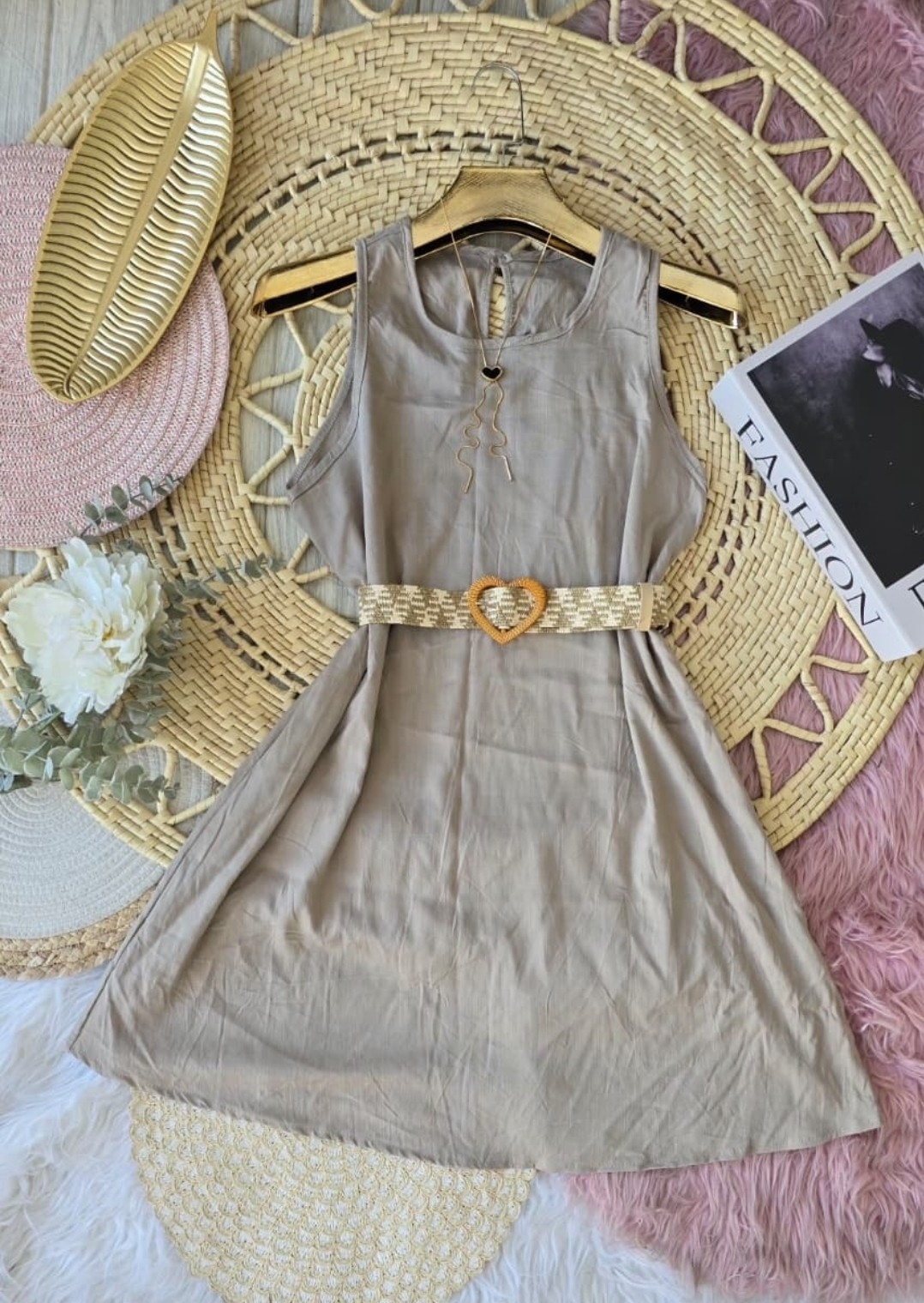 Vestido de Lino Liso Elastizado - Imagen 4