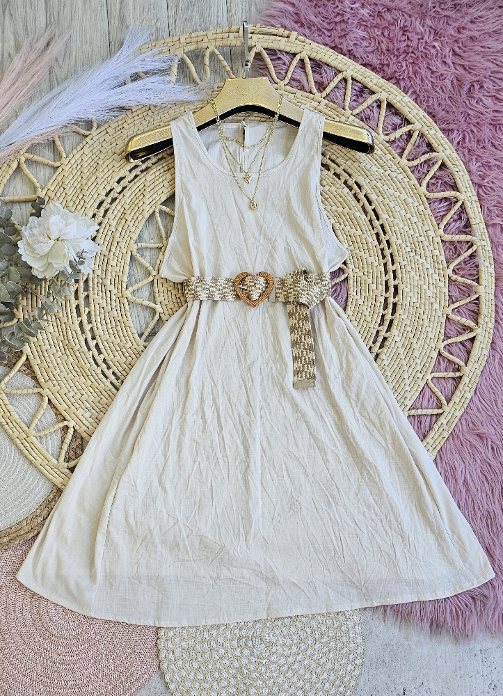 Vestido de Lino Liso Elastizado - Imagen 2