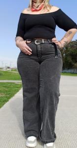 Jeans Wide Leg Elastizados Talle Especial Gris