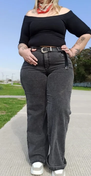Jeans Wide Leg Elastizados Talle Especial Gris