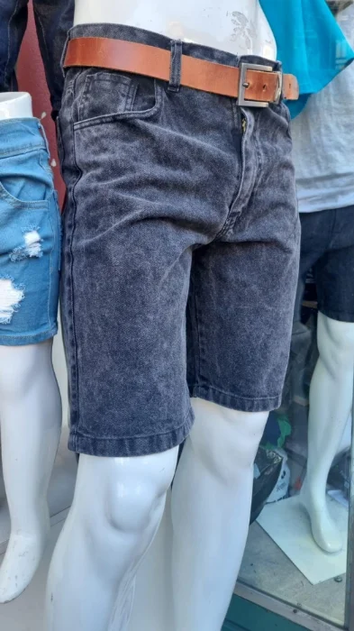 Bermudas Jeans Corte Clásico Rigido Gris