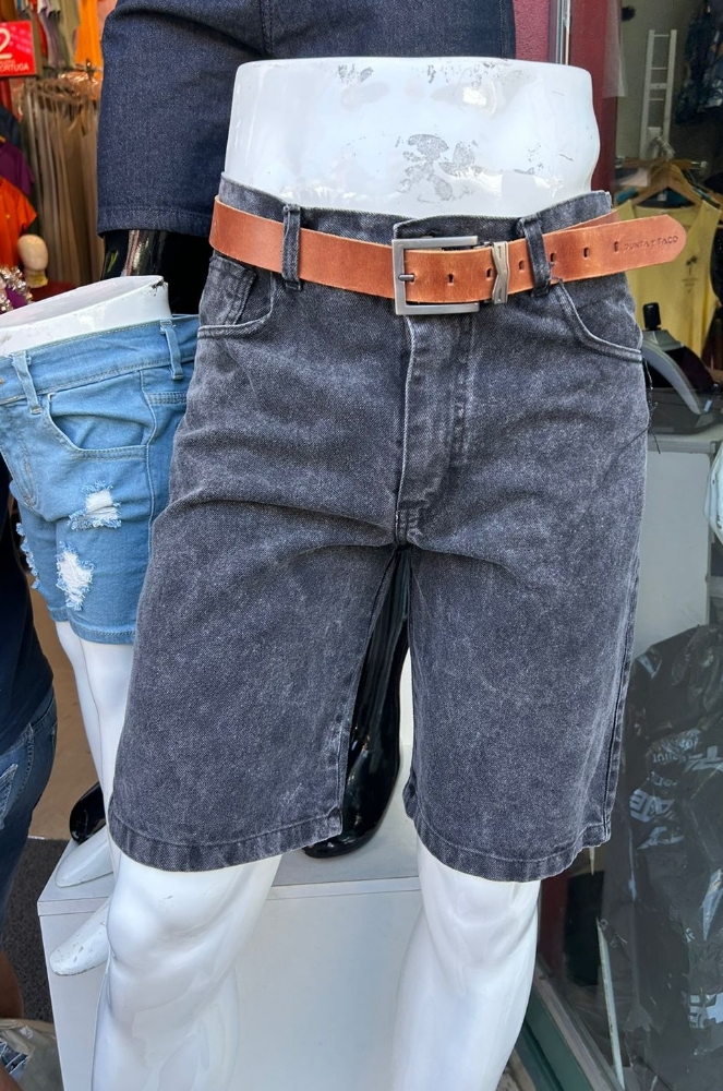 Bermudas Jeans Corte Clásico Rigido Gris - Imagen 2