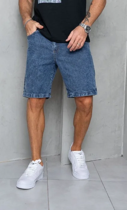 Bermudas Jeans Mom Azul Nevado