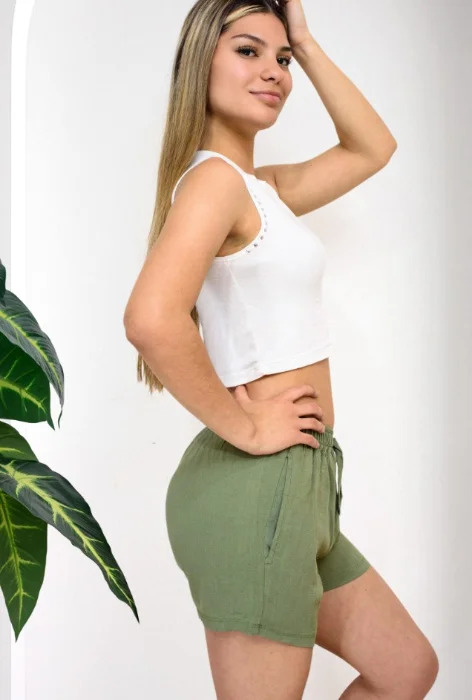 Shorts de Lino con Spandex