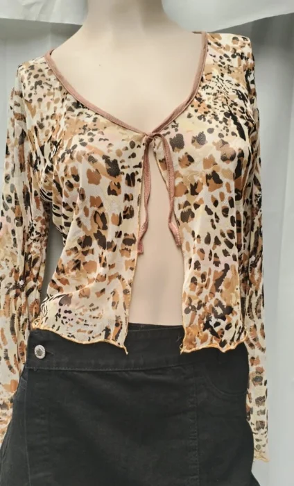 Remerita Tul Animal Print Manga Larga