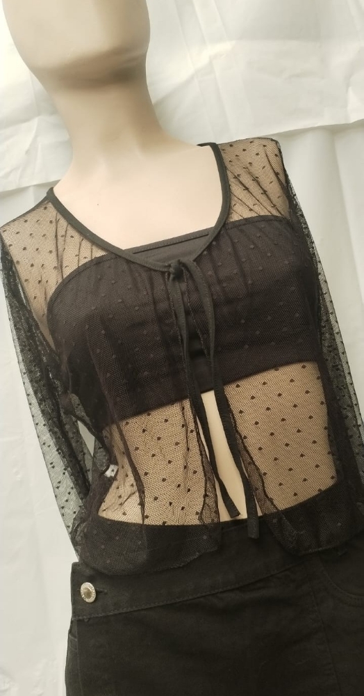 Remerita Tul Negro Manga Larga - Imagen 2