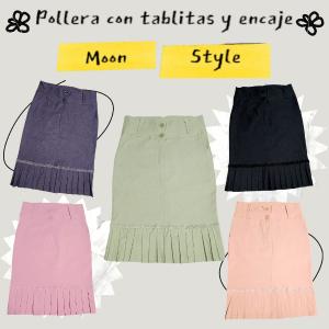 Pollera con Tablas y Encaje