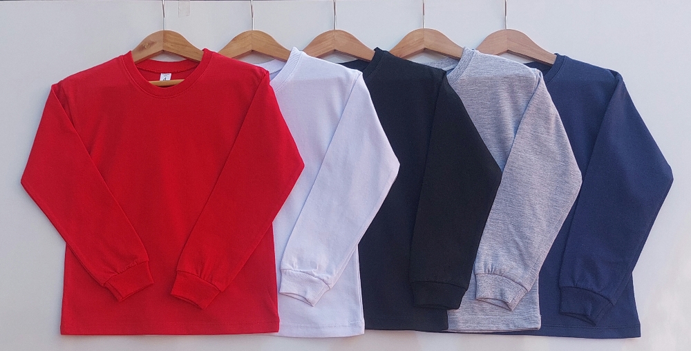 Remeras Mangas Largas C/puños Niños ( Jersey Algodon Peinando ) - Imagen 1