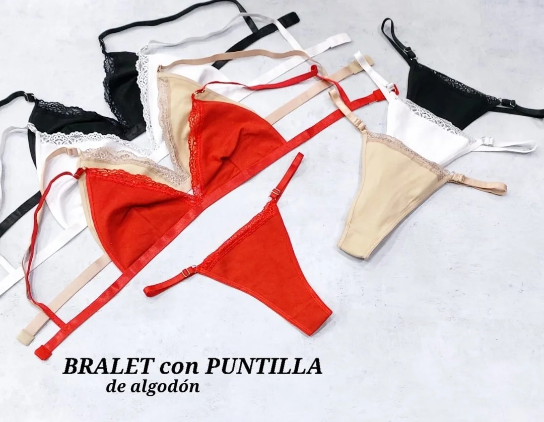 Conjuntos Bralette con Puntilla de Algodón - Imagen 1