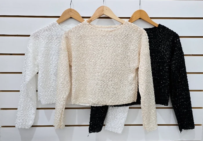 Top Crop M/larga - Jacquard C/lentejuela