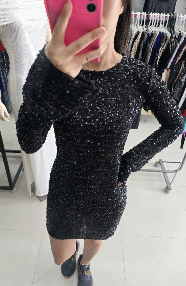 Vestido M/ Oxford - Jacquard C/lentejuela - Imagen 2