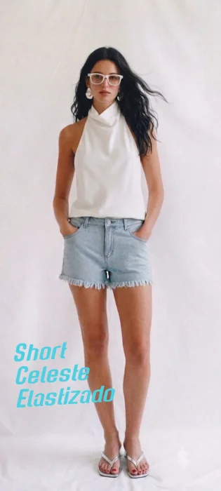 Short Celeste Desflecado