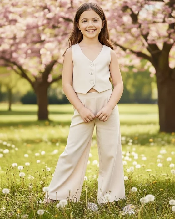Conjunto Sastrero Palazzo y Chaleco para Niñas