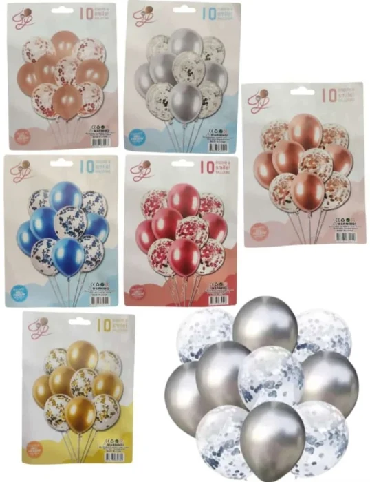 Globos Cromados y Confeti X 9 X 10 X 8