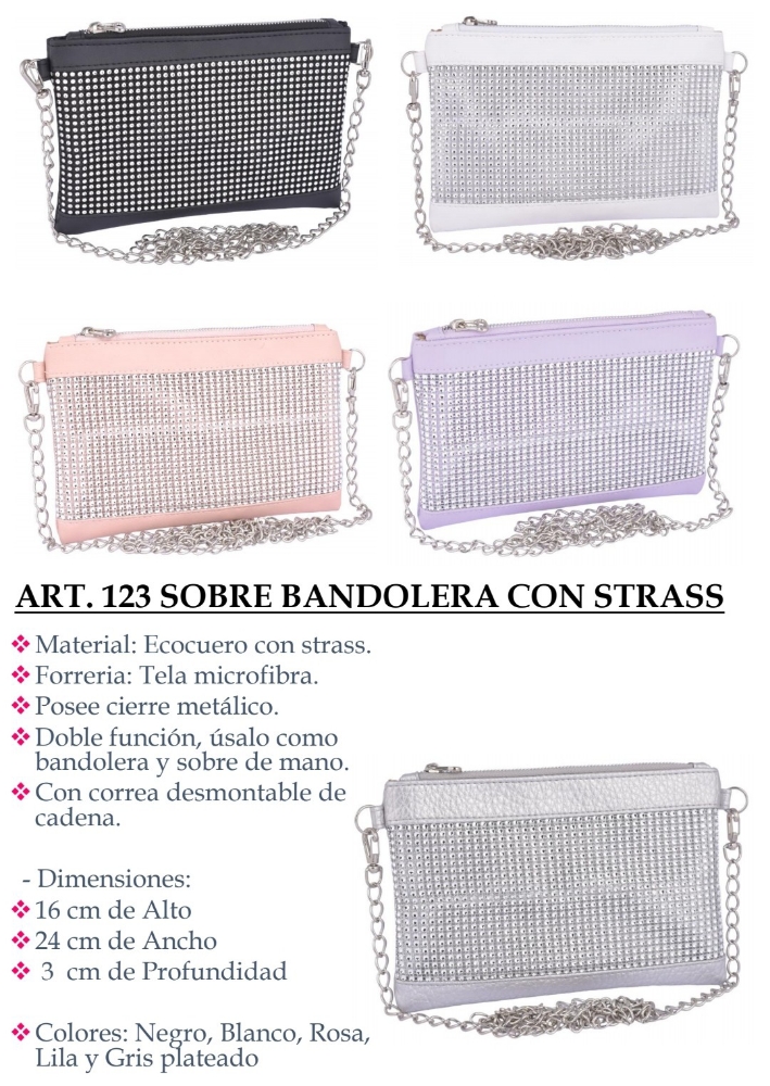 Sobre Bandolera Bolso de Mano Strass Ecocuero Andylu Accesorios - Imagen 6