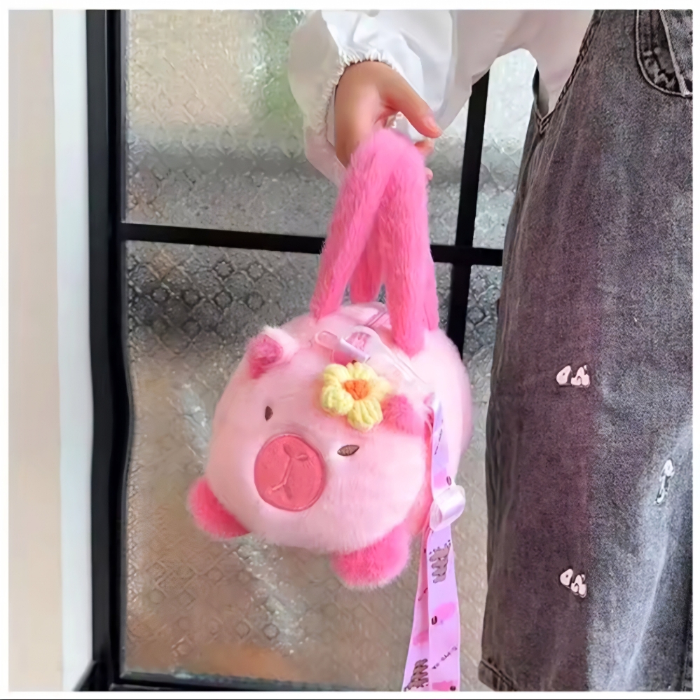 Cartera Capibara Rosa Infantil Niñas Nenas Moderno Cómodo Suave Calidad Tendencia - Imagen 6