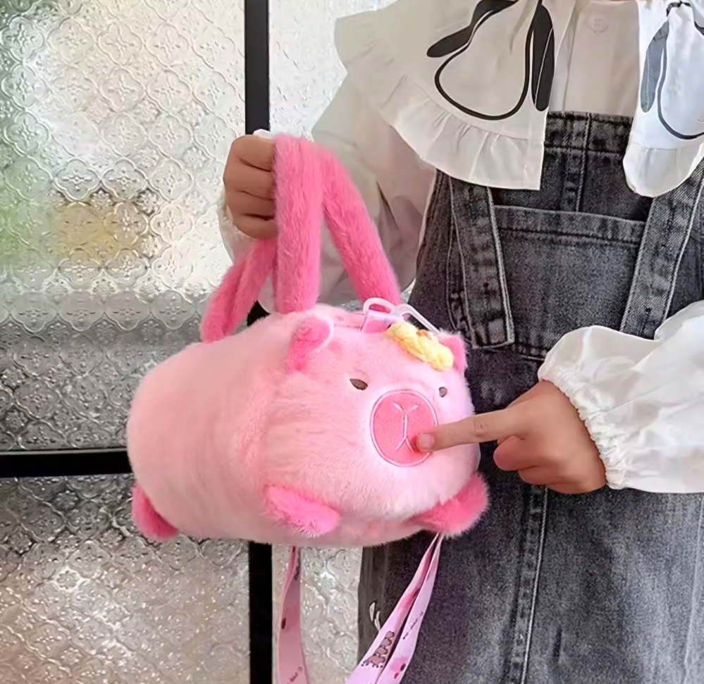 Cartera Capibara Rosa Infantil Niñas Nenas Moderno Cómodo Suave Calidad Tendencia - Imagen 7