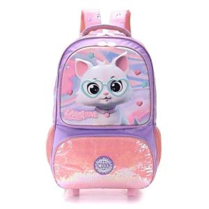 Mochila Carrito Gatito Escolar con Lonchera y Cartuchera Incluida