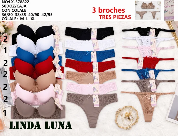 Conjunto 3 Piezas de Microfibra Base Puntilla