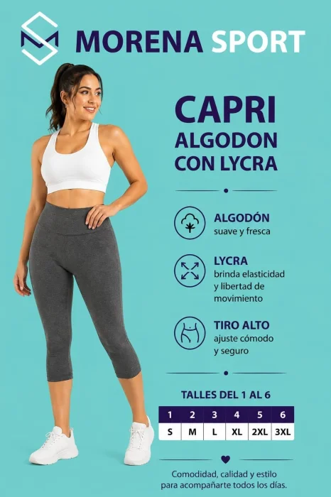 Capri de Algodón Negro