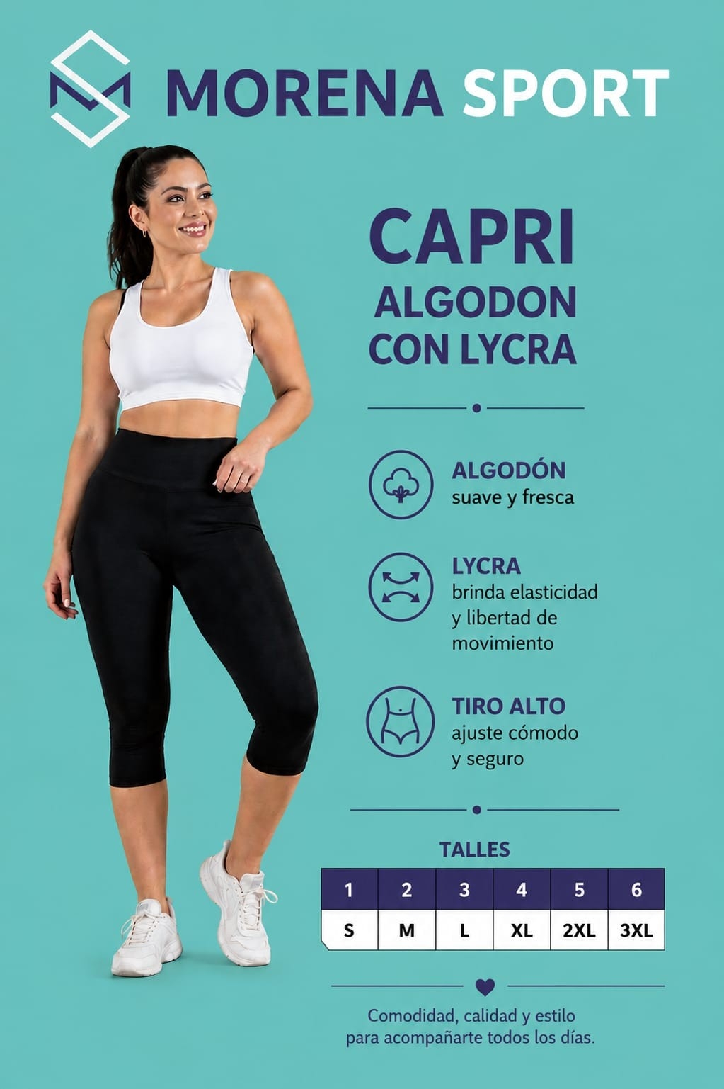 Capri de Algodón Negro - Imagen 2
