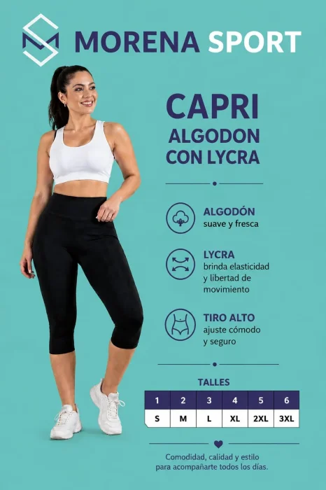 Capri de Algodón Negro