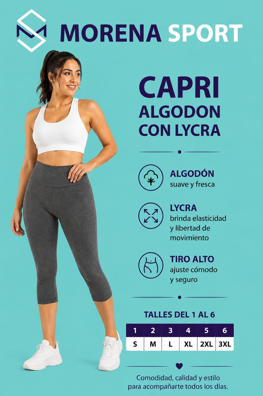 Capri de Algodón Negro - Imagen 2