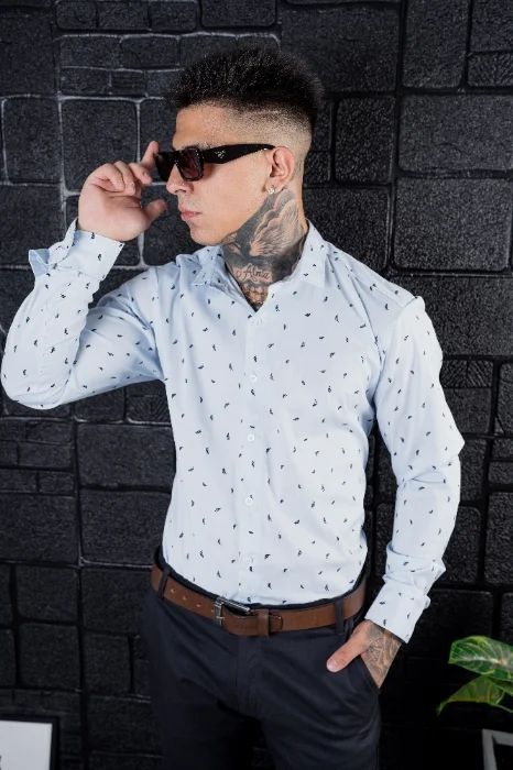 Camisa Celeste Plumas