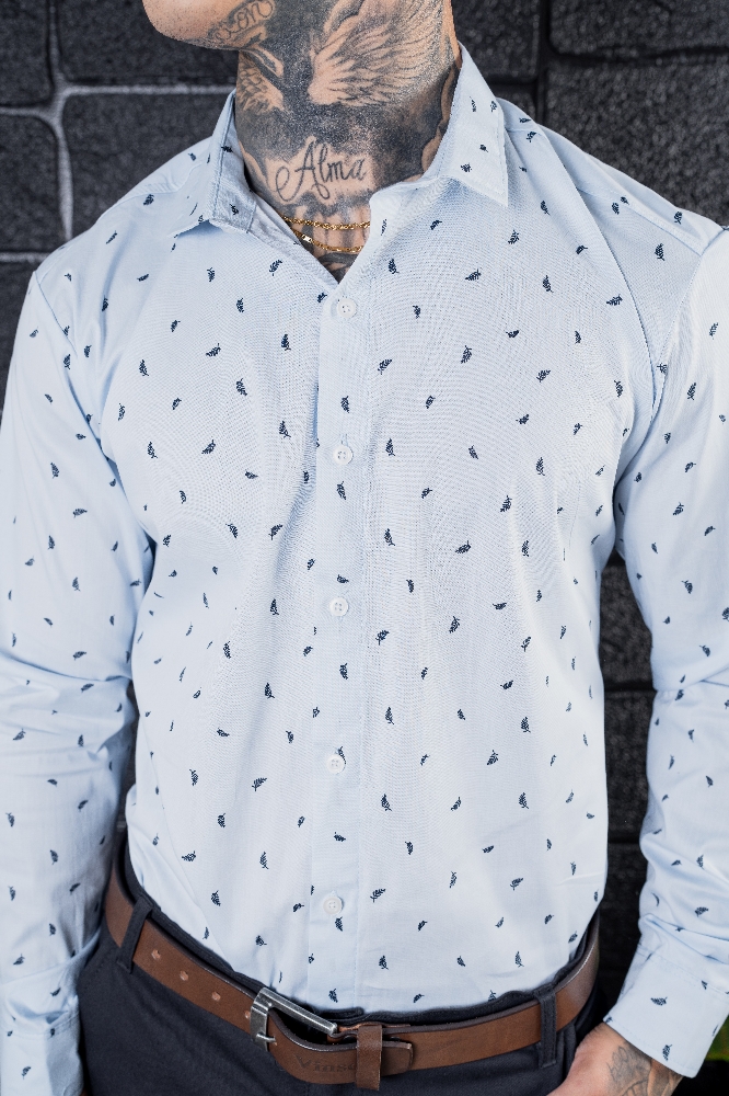 Camisa Celeste Plumas - Imagen 2