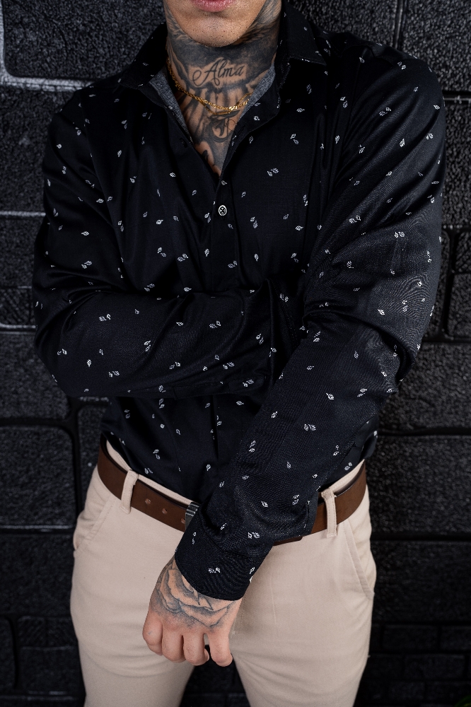 Camisa Negra Hojas - Imagen 2