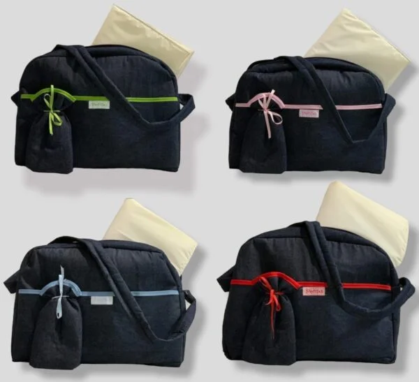 Bolso de Jean con Cambiador y Portamamadera Colores Surtidos