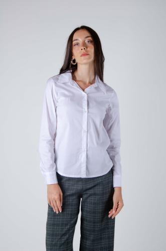 Camisa de Poplin Algodón con Span con Canesú y Tabla